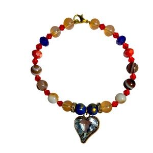 Handmade Turkish Eye Bracelet with Heart Charm